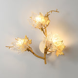 Luxury Postmodern Maple Leaf Glass Wall Light Three Color Dimming Gold Sconce for Bedside