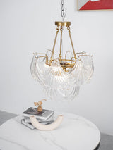 luxury-ribbed-glass-shell-pendant-chandelier-brass-finish-modern-ceiling-light-fixture