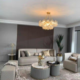 luxury-ribbed-glass-shell-pendant-chandelier-brass-finish-modern-ceiling-light-fixture