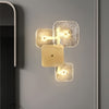 Luxury Rounded Square Copper LED Wall Sconce Modern Glass Indoor Light for Bedroom and Living Room