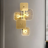 Luxury Rounded Square Copper LED Wall Sconce Modern Glass Indoor Light for Bedroom and Living Room