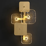 Luxury Rounded Square Copper LED Wall Sconce Modern Glass Indoor Light for Bedroom and Living Room