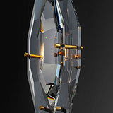 Luxury Smoke Gray Crystal Pendant Light Fixture with Copper Accents for Living Room