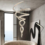 Luxury Spiral Crystal LED Chandelier Large Modern Ceiling Light for High Ceilings