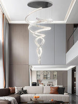 Luxury Spiral Crystal LED Chandelier Large Modern Ceiling Light for High Ceilings
