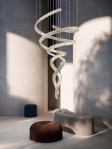 Luxury Spiral Crystal LED Chandelier Large Modern Ceiling Light for High Ceilings