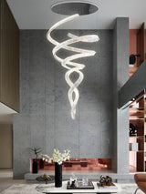 Luxury Spiral Crystal LED Chandelier Large Modern Ceiling Light for High Ceilings