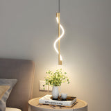 Luxury Spiral Rope LED Pendant Light with Dimmable Remote Control Modern Brass Hanging Ceiling Lamp