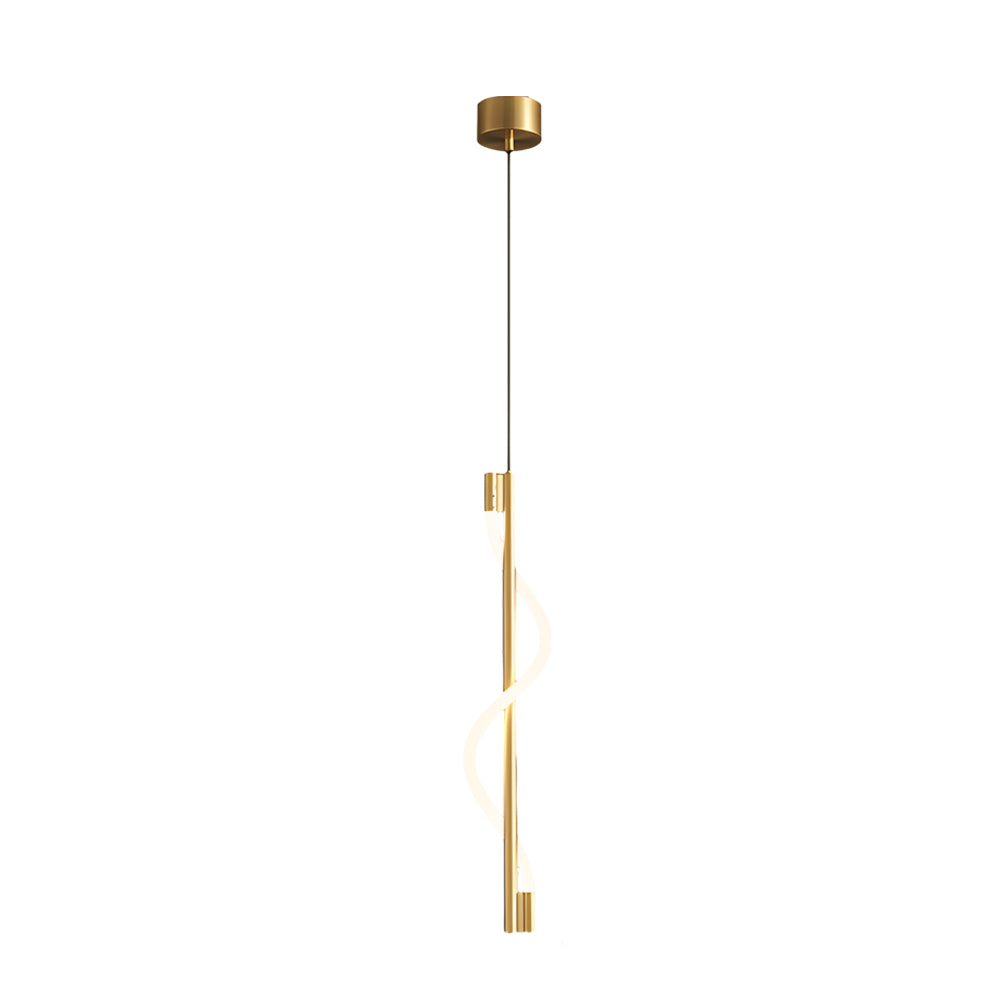 Luxury Spiral Rope LED Pendant Light with Dimmable Remote Control Modern Brass Hanging Ceiling Lamp