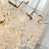 Luxury Tiered Carved Glass Chandelier Modern Wrought Iron Hanging Ceiling Lamp