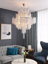Luxury Waterfall Metal Chain Chandelier Modern Cascading Pendant Light for Dining Room