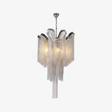 Luxury Waterfall Metal Chain Chandelier Modern Cascading Pendant Light for Dining Room