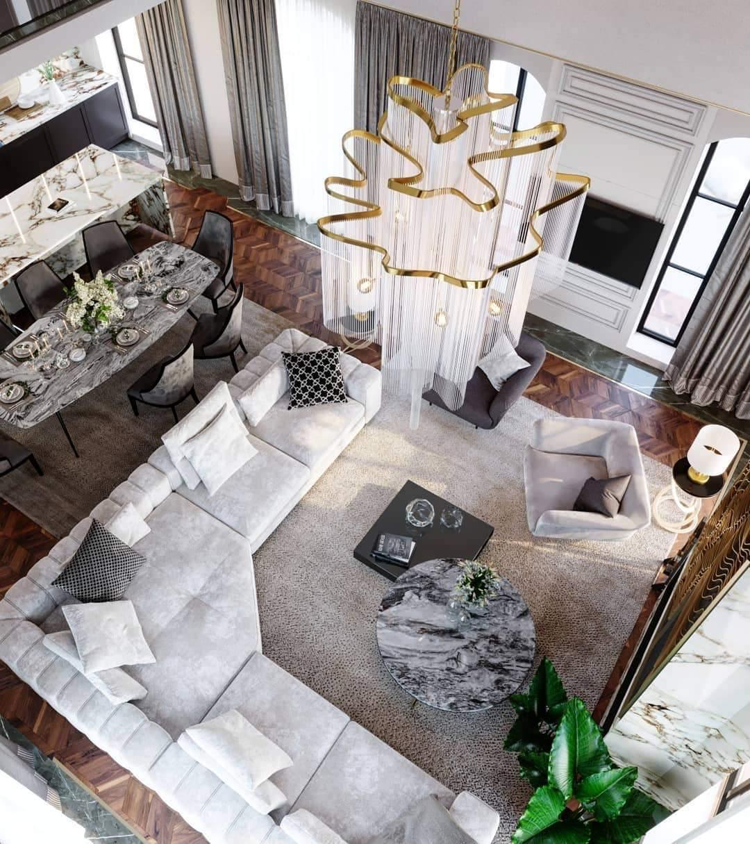 Luxury Waterfall Metal Chain Chandelier Modern Cascading Pendant Light for Dining Room