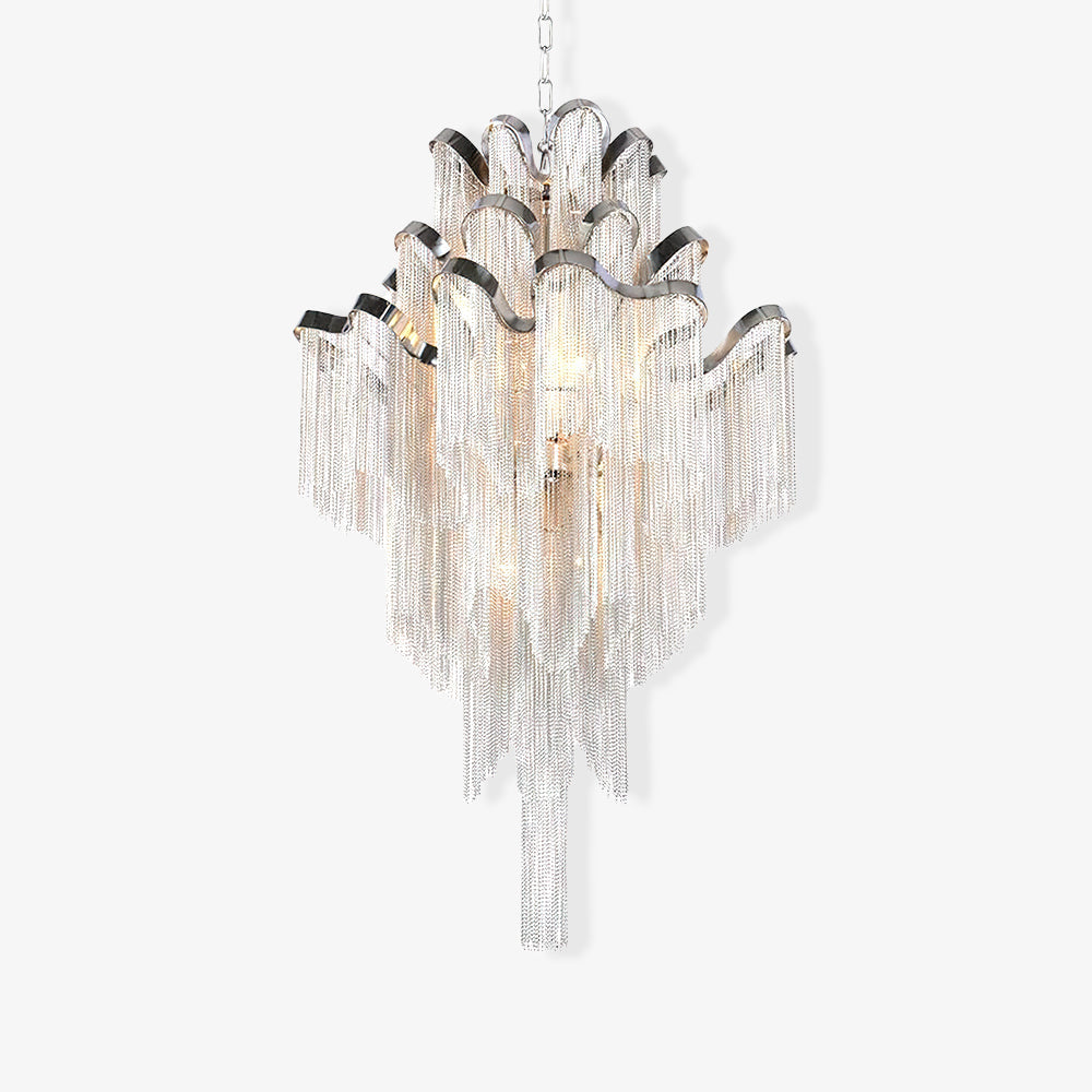 Luxury Waterfall Metal Chain Chandelier Modern Cascading Pendant Light for Dining Room