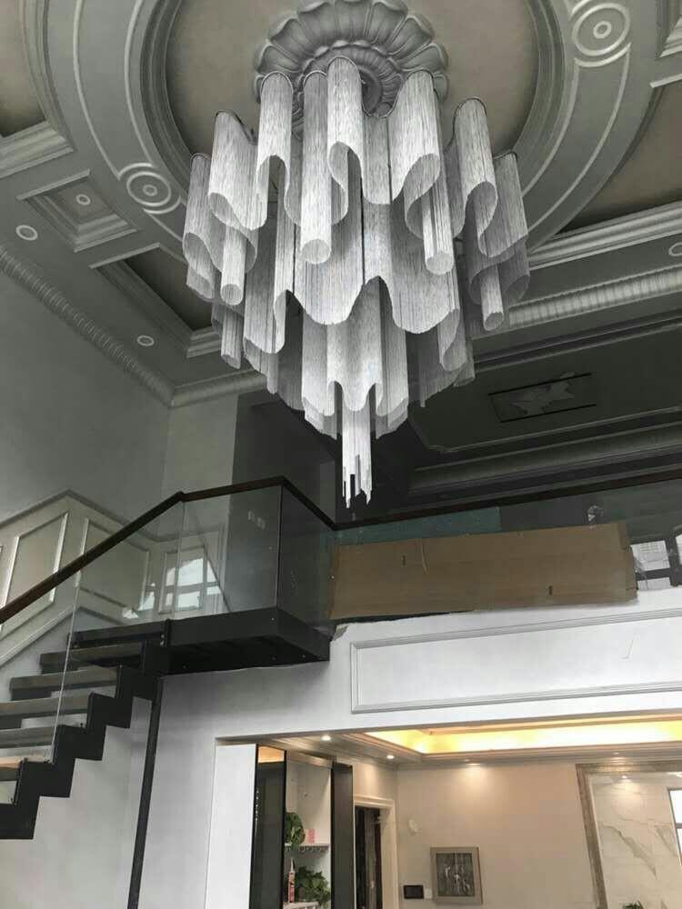 Luxury Waterfall Metal Chain Chandelier Modern Cascading Pendant Light for Dining Room