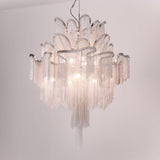 Luxury Waterfall Metal Chain Chandelier Modern Cascading Pendant Light for Dining Room
