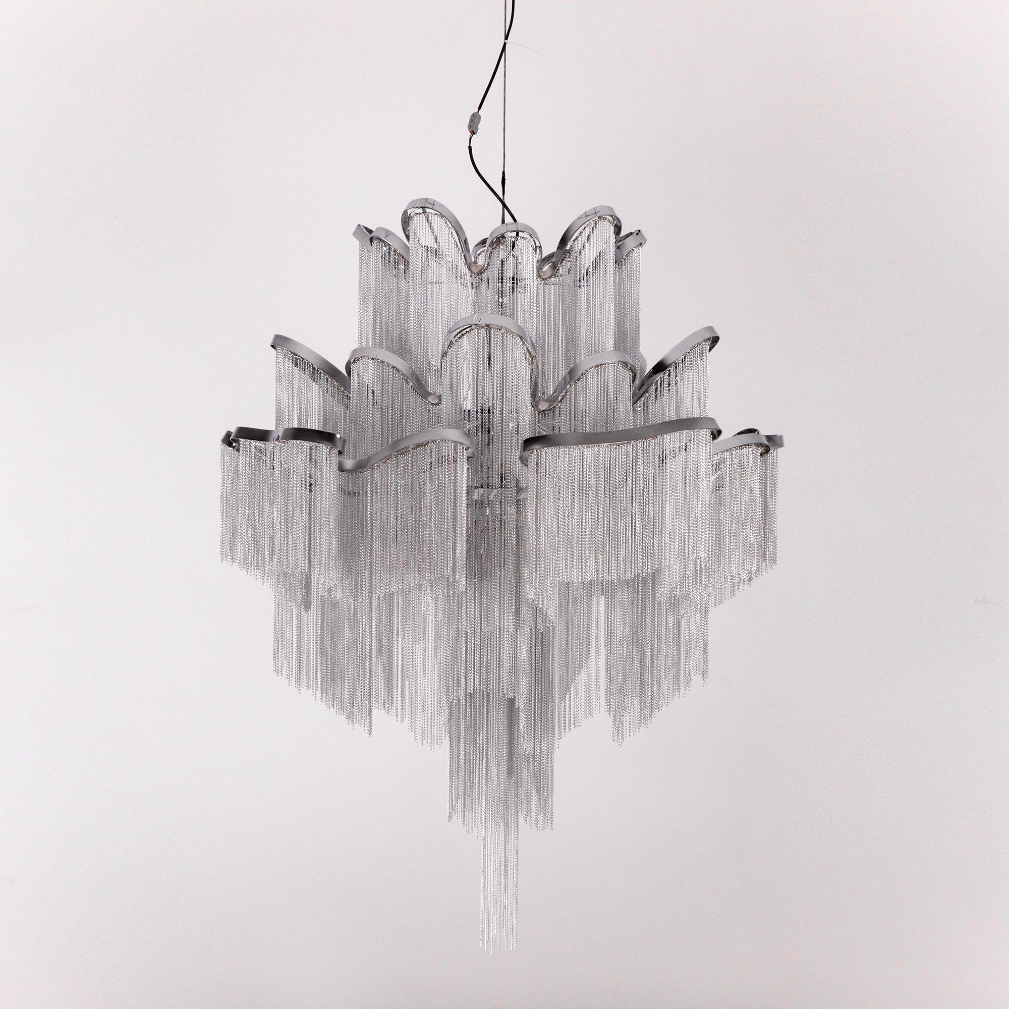 Luxury Waterfall Metal Chain Chandelier Modern Cascading Pendant Light for Dining Room