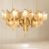 Luxury Waterfall Metal Chain Chandelier Modern Cascading Pendant Light for Dining Room