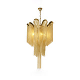 Luxury Waterfall Metal Chain Chandelier Modern Cascading Pendant Light for Dining Room