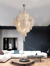 Luxury Waterfall Metal Chain Chandelier Modern Cascading Pendant Light for Dining Room
