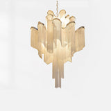 Luxury Waterfall Metal Chain Chandelier Modern Cascading Pendant Light for Dining Room