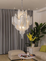 Luxury Waterfall Metal Chain Chandelier Modern Cascading Pendant Light for Dining Room