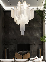Luxury Waterfall Metal Chain Chandelier Modern Cascading Pendant Light for Dining Room