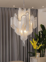 Luxury Waterfall Metal Chain Chandelier Modern Cascading Pendant Light for Dining Room