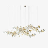Luxury White Ceramic Ginkgo Leaf Chandelier with Gold Metal Frame for Dining Rooms