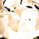 Luxury White Ceramic Ginkgo Leaf Chandelier with Gold Metal Frame for Dining Rooms