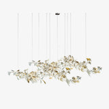 Luxury White Ceramic Ginkgo Leaf Chandelier with Gold Metal Frame for Dining Rooms