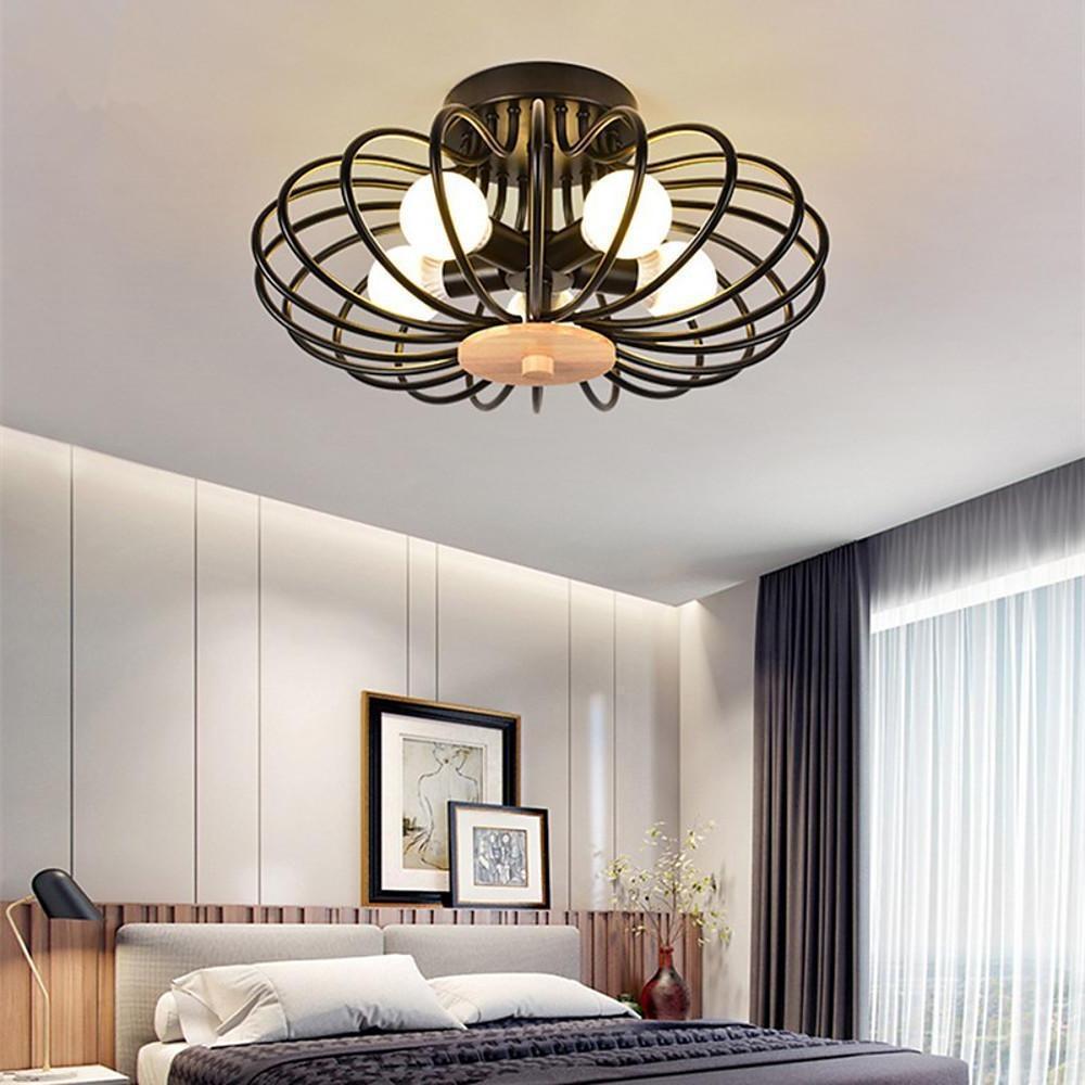 Modern Geometric Metal Globe Flush Mount Ceiling Light for Bedrooms and Living Areas