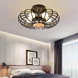 Modern Geometric Metal Globe Flush Mount Ceiling Light for Bedrooms and Living Areas