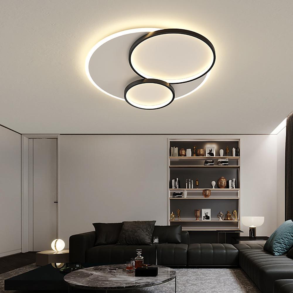Modern Three Ring Geometric LED Ceiling Light Metal Flush Mount Fixture for Bedroom and Living Room