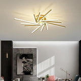Modern Flower Shaped LED Ceiling Light Abstract Gold Geometric Flush Mount Fixture