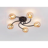 Modern Swirled Metal Flush Mount Light with Elegant Glass Globes for Ambient Bedroom Lighting