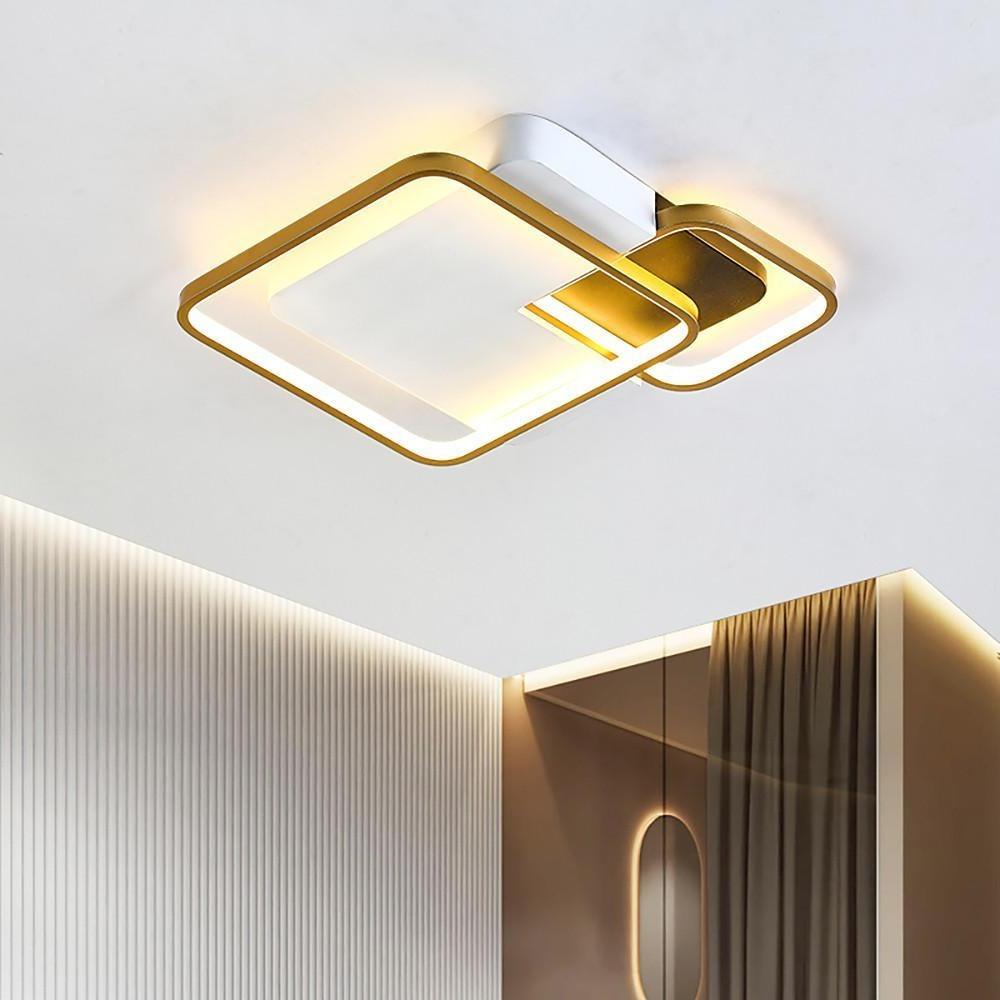 Modern Gold Geometric LED Flush Mount Ceiling Light for Nordic Living Room Decor
