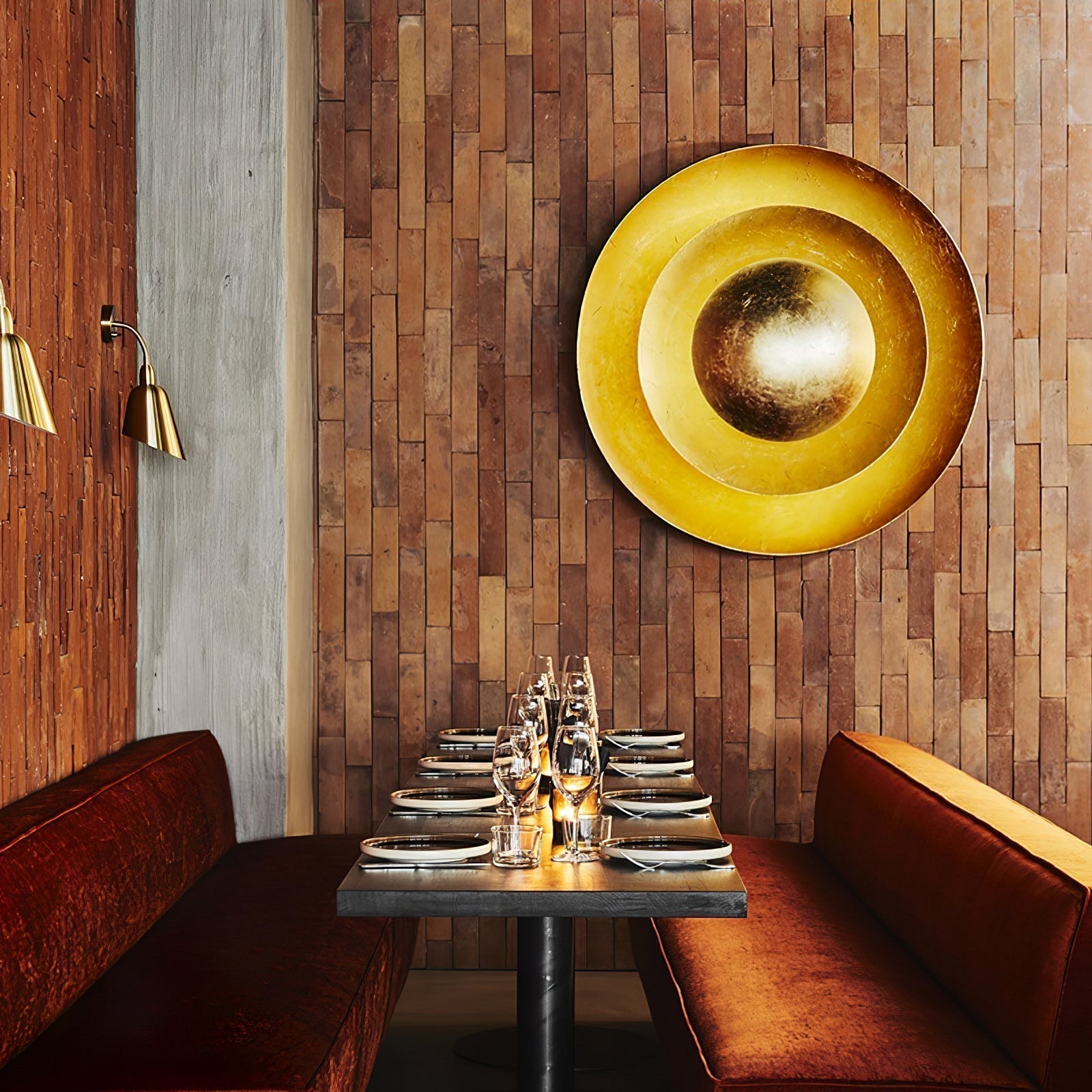Machine Contemporary Gold Foil Tiered LED Wall Sconce Light for Foyer and Living Room