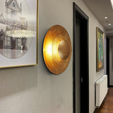 Machine Contemporary Gold Foil Tiered LED Wall Sconce Light for Foyer and Living Room