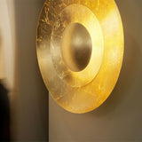 Machine Contemporary Gold Foil Tiered LED Wall Sconce Light for Foyer and Living Room