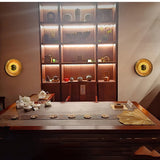 Machine Contemporary Gold Foil Tiered LED Wall Sconce Light for Foyer and Living Room