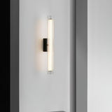 Macie Modern LED Wall Sconce with Textured Glass and Sleek Black Finish for Indoor Lighting