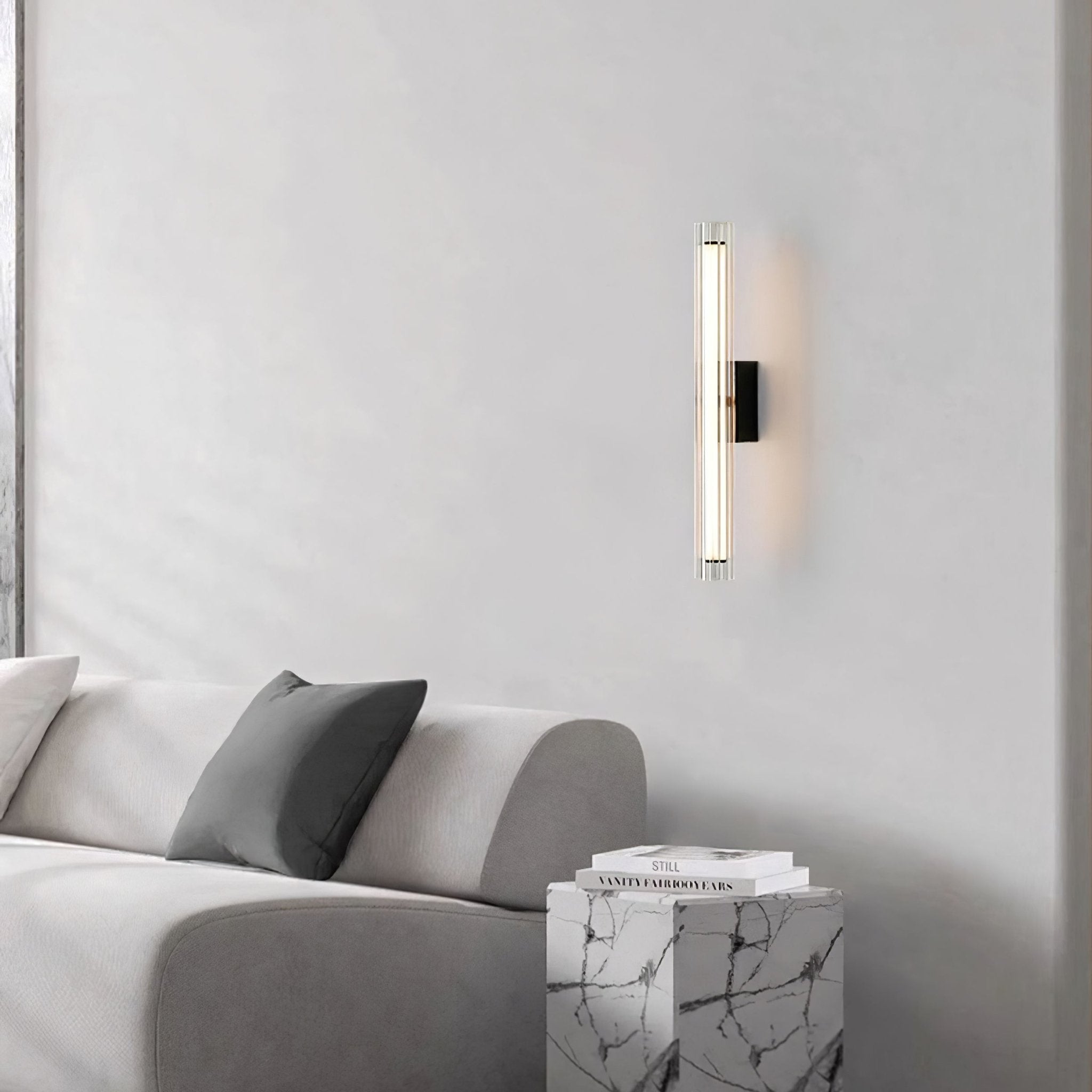 Macie Modern LED Wall Sconce with Textured Glass and Sleek Black Finish for Indoor Lighting