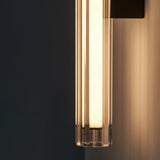 Macie Modern LED Wall Sconce with Textured Glass and Sleek Black Finish for Indoor Lighting