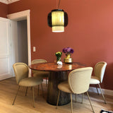Manila Blown Glass Pendant Lamp with Artisanal Textile Diffuser and Metal Finish