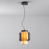 Manila Blown Glass Pendant Lamp with Artisanal Textile Diffuser and Metal Finish