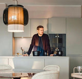 Manila Blown Glass Pendant Lamp with Artisanal Textile Diffuser and Metal Finish