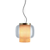 Manila Blown Glass Pendant Lamp with Artisanal Textile Diffuser and Metal Finish