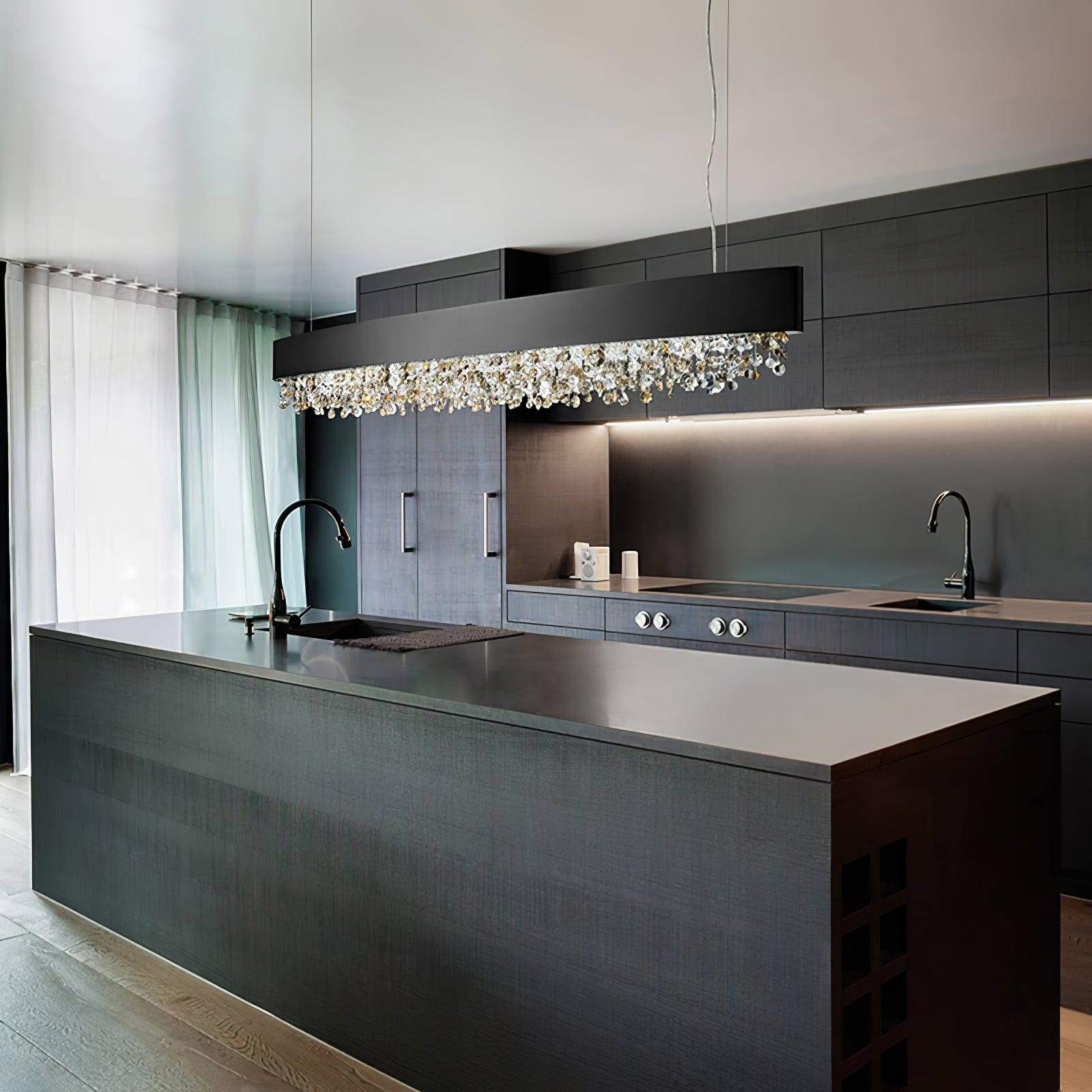 Marilyn Modern Crystal Linear Pendant Light Luxury Drop Chandelier for Dining Room Kitchen Island