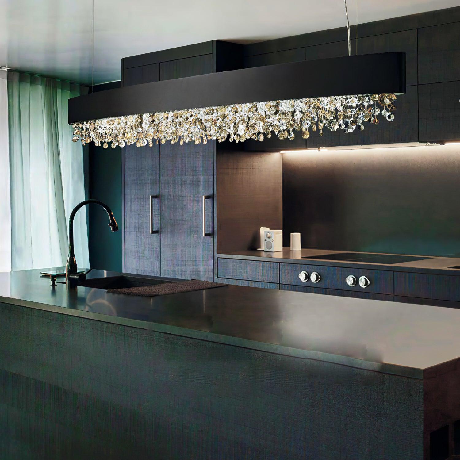Marilyn Modern Crystal Linear Pendant Light Luxury Drop Chandelier for Dining Room Kitchen Island